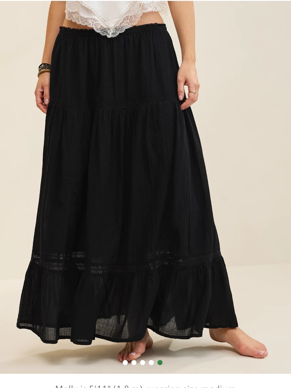 Aerie Lace Trim Cotton Maxi Skirt